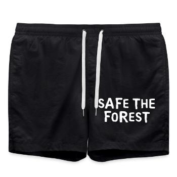 safe the forest - Waldliebe und Naturschutz Logo - Badeshorts - Schwarz - Vorne - AI Model Male 185 light (185cm)