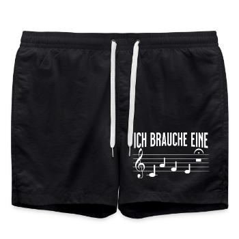 Ich brauche eine Kaffeepause mit Musiknoten - Badeshorts - Schwarz - Vorne - AI Model Male 185 light (185cm)