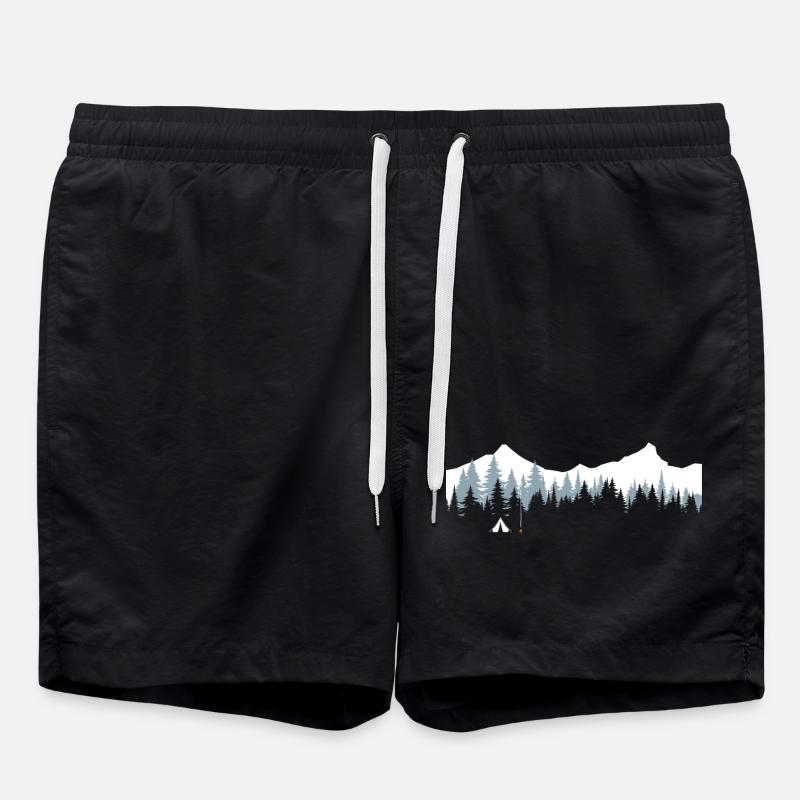 Ruhige Bergwaldszene - Badeshorts - Schwarz