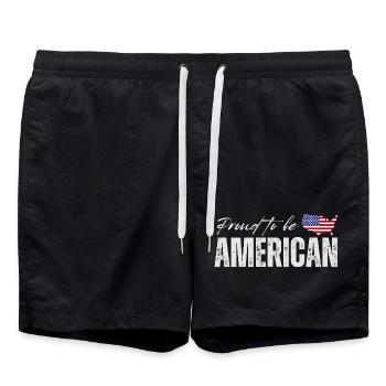 Fier Américain, j’aime l’Amérique - Short de bain - noir - Devant - AI Model Male 185 light (185cm)