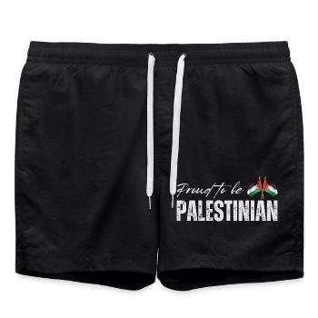 Proud Palestinian, I love Palestine - Swim Trunks - black - Front - AI Model Male 185 light (185cm)