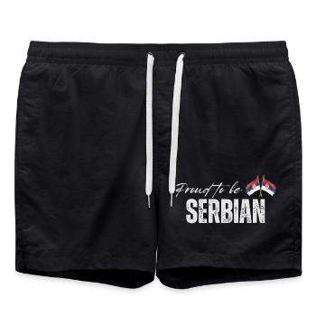 Serbe fier, j’adore la Serbie - Short de bain - noir - Devant - AI Model Male 185 light (185cm)