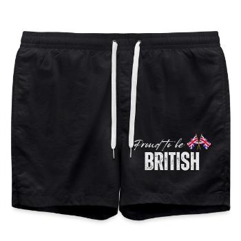 Proud British, I love the UK - Swim Trunks - black - Front - AI Model Male 185 light (185cm)