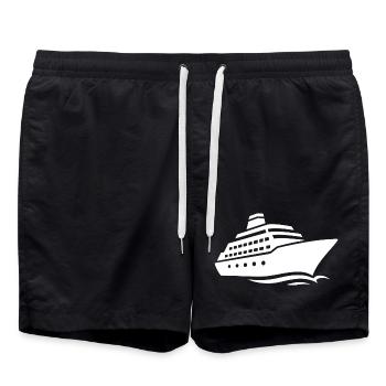 Silhouette de bateau de croisière minimaliste vacances - Short de bain - noir - Devant - AI Model Male 185 light (185cm)