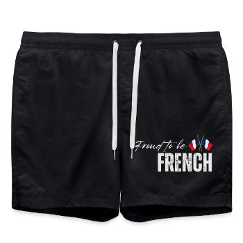 Stolzer Franzose, ich liebe Frankreich - Badeshorts - Schwarz - Vorne - AI Model Male 185 light (185cm)