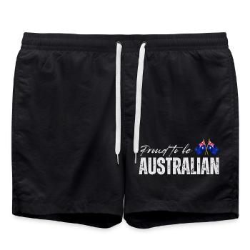 Proud Australian, I love Australia - Swim Trunks - black - Front - AI Model Male 185 light (185cm)
