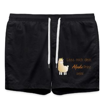 Lass mich dein Alpaka-Prinz sein! - Badeshorts - Schwarz - Vorne - AI Model Male 185 light (185cm)