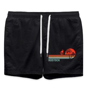 Ambiance du coucher de soleil à Rostock - Short de bain - noir - Devant - AI Model Male 185 light (185cm)