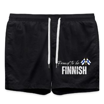 Proud Finn, I love Finland - Swim Trunks - black - Front - AI Model Male 185 light (185cm)