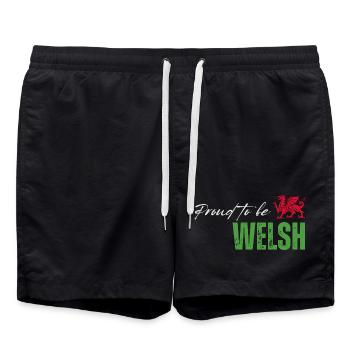 Fier gallois, j’adore le Pays de Galles - Short de bain - noir - Devant - AI Model Male 185 light (185cm)