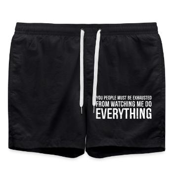 you people must be exhausted from watching me do - Swim Trunks - black - Front - AI Model Male 185 light (185cm)