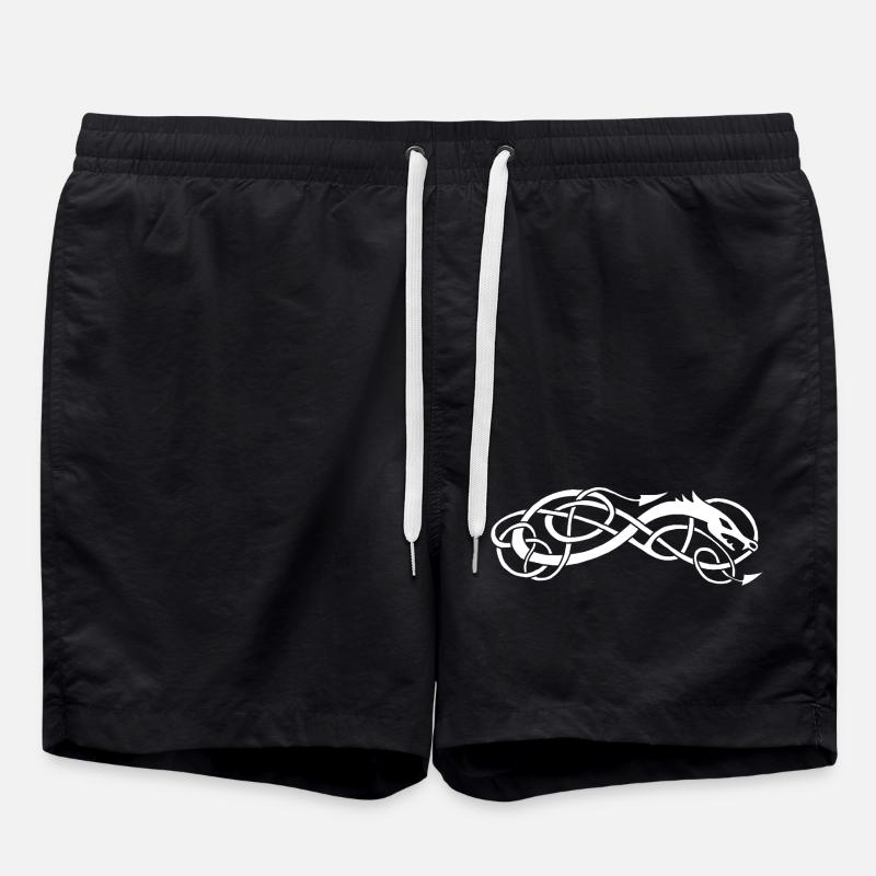 White Celtic Snake - Swim Trunks - black