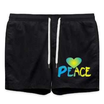 Peace Herz Frieden Friedenszeichen - Badeshorts - Schwarz - Vorne - AI Model Male 185 light (185cm)