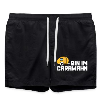 Caravan Wohnwagen Camping coole Sprüche Wahnsinn - Badeshorts - Schwarz - Vorne - AI Model Male 185 light (185cm)