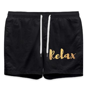 Yoga Relax Gold Handschrift Meditation exklusiv om - Badeshorts - Schwarz - Vorne - AI Model Male 185 light (185cm)