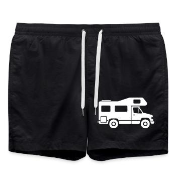 Motorhome Silhouette Camping Family - Swim Trunks - black - Front - AI Model Male 185 light (185cm)