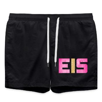 Eis Waffel Eisdiele Eiscreme Eiskrem Sommer pink - Badeshorts - Schwarz - Vorne - AI Model Male 185 light (185cm)