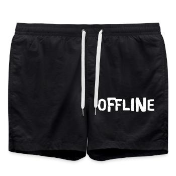 offline Schriftzug - comic Stil Sprüche - Badeshorts - Schwarz - Vorne - AI Model Male 185 light (185cm)