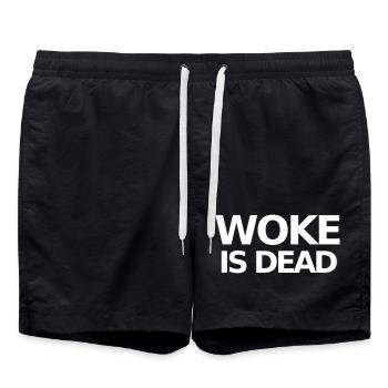Woke ist Dead Statement - Badeshorts - Schwarz - Vorne - AI Model Male 185 light (185cm)