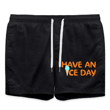 Have a nice Day Eis coole Sprüche Waffel Eiscreme - Badeshorts - Schwarz - Vorne - AI Model Male 185 light (185cm)
