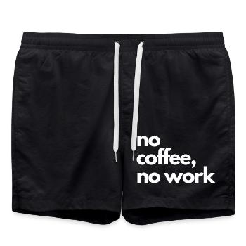 No Coffee No Work – T-shirt minimaliste café addic - Short de bain - noir - Devant - AI Model Male 185 light (185cm)