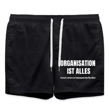 Organisation ist mein heimliches Chaos-System - Badeshorts - Schwarz - Vorne - AI Model Male 185 light (185cm)