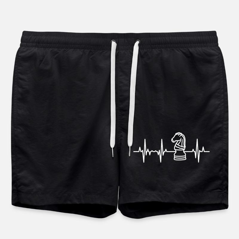 Chess Heartbeat ECG - Swim Trunks - black