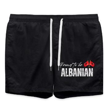 Albaner stolz, ich liebe Albanien - Badeshorts - Schwarz - Vorne - AI Model Male 185 light (185cm)