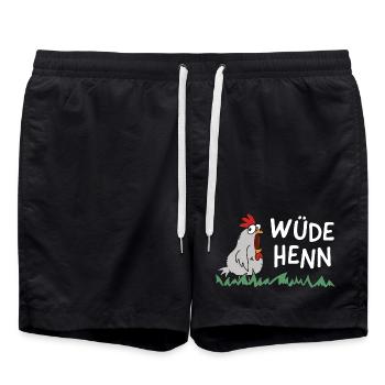 wüde henn Hendl this lustig huhn henne - Badeshorts - Schwarz - Vorne - AI Model Male 185 light (185cm)