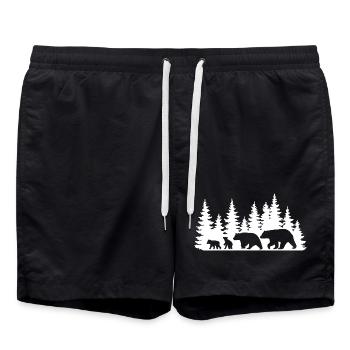 Silhouette Forest Wildlife Design - Swim Trunks - black - Front - AI Model Male 185 light (185cm)