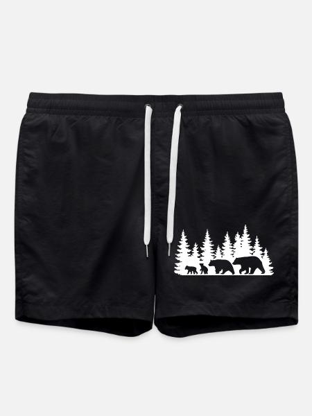 Silhouette Forest Wildlife Design - Swim Trunks - black