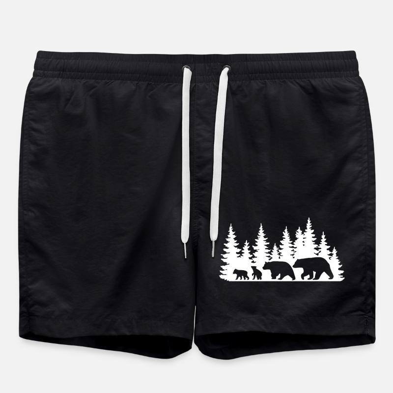 Silhouette Forest Wildlife Design - Swim Trunks - black
