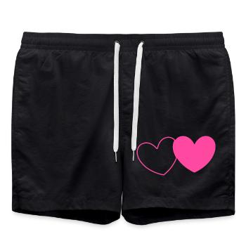 coeur rose coeur rose coeur rouge motif coeur rose - Short de bain - noir - Devant - AI Model Male 185 light (185cm)
