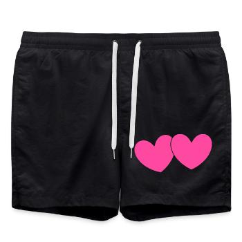 Cœur Rose Cœur Cadeau Rose Pink Saint-Valentin - Short de bain - noir - Devant - AI Model Male 185 light (185cm)
