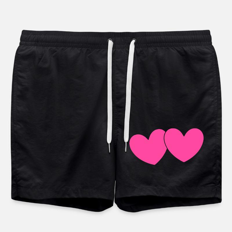 Herz rosa Herz pink Geschenk Valentinstag - Badeshorts - Schwarz