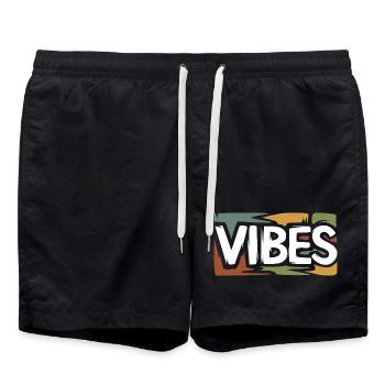 VIBES Chemise graphique rétro streetwear - Short de bain - noir - Devant - AI Model Male 185 light (185cm)
