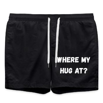 Where My Hug At - Swim Trunks - black - Front - AI Model Male 185 light (185cm)