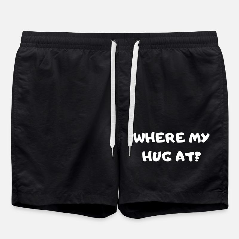 Where My Hug At - Swim Trunks - black