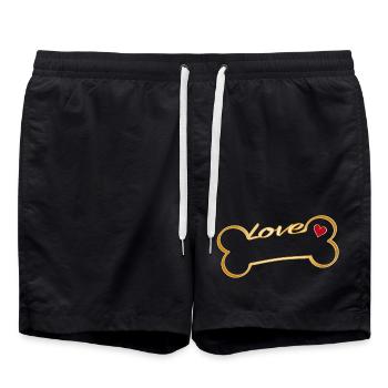 Os de chien avec cœur et lettrage Love - Short de bain - noir - Devant - AI Model Male 185 light (185cm)
