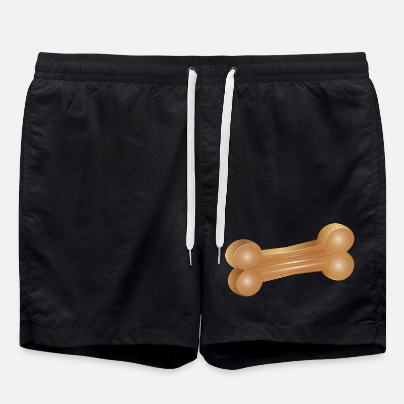 Chewing bone illustration in classic style - Swim Trunks - black