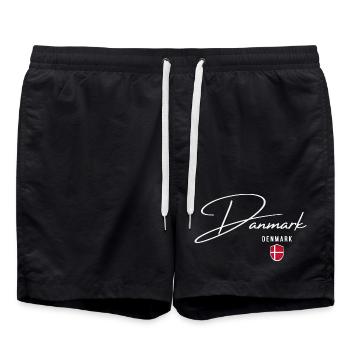 Danish pride, elegant minimalist design - Swim Trunks - black - Front - AI Model Male 185 light (185cm)