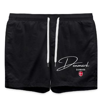 Ich liebe Dänemark, minimalistisches, schlankes Design - Badeshorts - Schwarz - Vorne - AI Model Male 185 light (185cm)