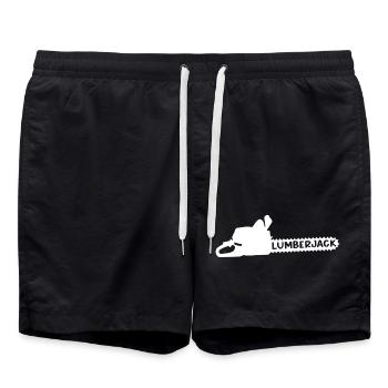 Motif de bûcheron avec silhouette de hache - Short de bain - noir - Devant - AI Model Male 185 light (185cm)