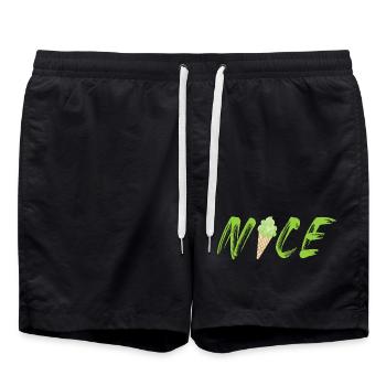 nice Eis Pistazie Eiswaffel coole Sprüche Eistüte - Badeshorts - Schwarz - Vorne - AI Model Male 185 light (185cm)