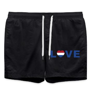Vibrating Heart with Colorful Flag - Swim Trunks - black - Front - AI Model Male 185 light (185cm)