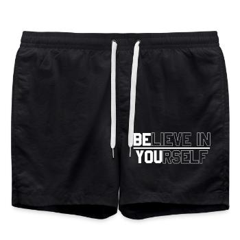 Conception de texte personnel « Crois en toi » - Short de bain - noir - Devant - AI Model Male 185 light (185cm)