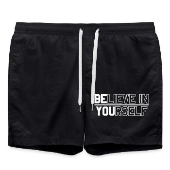 Conception de textes de motivation pour la confiance en soi - Short de bain - noir - Devant - AI Model Male 185 light (185cm)