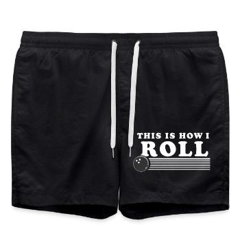 So mache ich Retro Bowling Ball - Badeshorts - Schwarz - Vorne - AI Model Male 185 light (185cm)