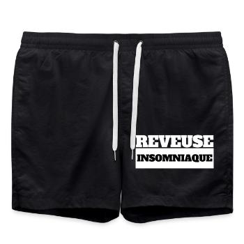 Schlafloser Träumer - Schwarzer Humor - Badeshorts - Schwarz - Vorne - AI Model Male 185 light (185cm)