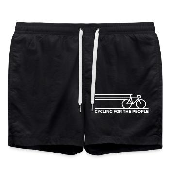 Dynamic Bicycle Line Art Design - Swim Trunks - black - Front - AI Model Male 185 light (185cm)